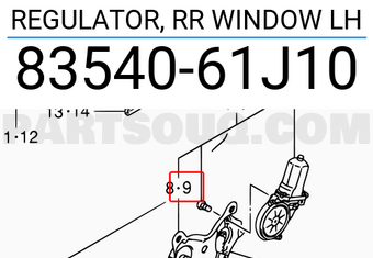 Suzuki 8354061J10 REGULATOR, RR WINDOW LH