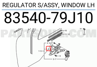 Suzuki 8354079J10 REGULATOR S/ASSY, WINDOW LH