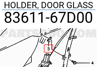 Suzuki 8361167D00 HOLDER, DOOR GLASS