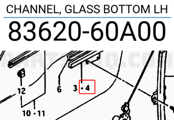 Suzuki 8362060A00 CHANNEL, GLASS BOTTOM LH