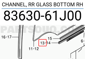 Suzuki 8363061J00 CHANNEL, RR GLASS BOTTOM RH