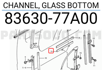 Suzuki 8363077A00 CHANNEL, GLASS BOTTOM