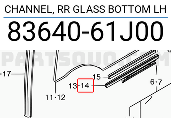 Suzuki 8364061J00 CHANNEL, RR GLASS BOTTOM LH