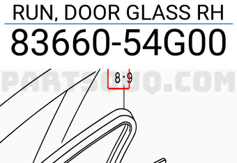 Suzuki 8366054G00 RUN, DOOR GLASS RH