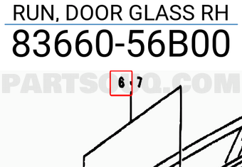 Suzuki 8366056B00 RUN, DOOR GLASS RH