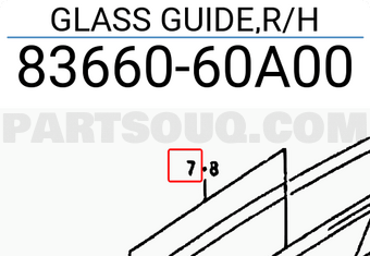 Suzuki 8366060A00 GLASS GUIDE,R/H