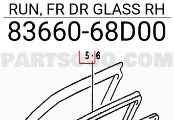 Suzuki 8366068D00 RUN, FR DR GLASS RH