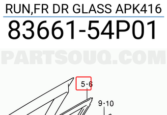 Suzuki 8366154P01 RUN,FR DR GLASS APK416