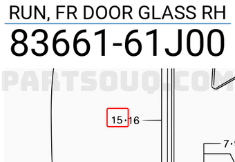 Suzuki 8366161J00 RUN, FR DOOR GLASS RH