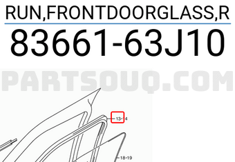 Suzuki 8366163J10 RUN,FRONTDOORGLASS,R