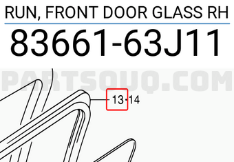 Suzuki 8366163J11 RUN, FRONT DOOR GLASS RH