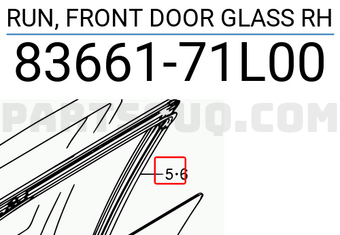 Suzuki 8366171L00 RUN, FRONT DOOR GLASS RH