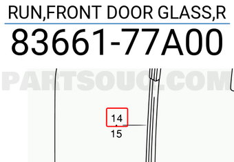 Suzuki 8366177A00 RUN,FRONT DOOR GLASS,R