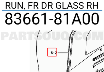 Suzuki 8366181A00 RUN, FR DR GLASS RH
