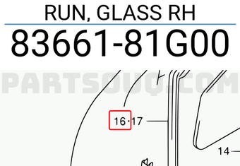Suzuki 8366181G00 RUN, GLASS RH