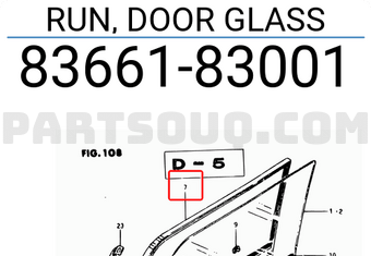 Suzuki 8366183001 RUN, DOOR GLASS