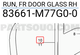 Suzuki 83661M77G00 RUN, FR DOOR GLASS RH