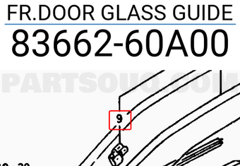 Suzuki 8366260A00 FR.DOOR GLASS GUIDE