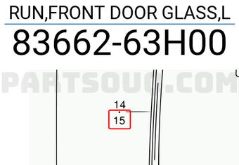 Suzuki 8366263H00 RUN,FRONT DOOR GLASS,L