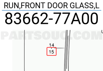 Suzuki 8366277A00 RUN,FRONT DOOR GLASS,L