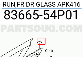 Suzuki 8366554P01 RUN,FR DR GLASS APK416