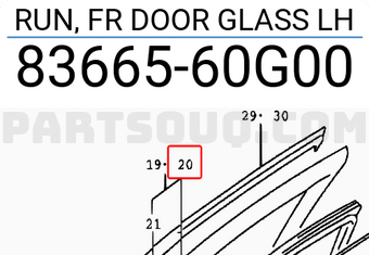 Suzuki 8366560G00 RUN, FR DOOR GLASS LH