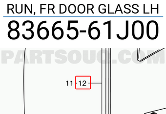 Suzuki 8366561J00 RUN, FR DOOR GLASS LH