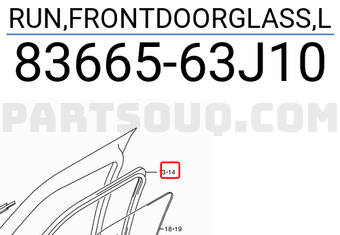 Suzuki 8366563J10 RUN,FRONTDOORGLASS,L
