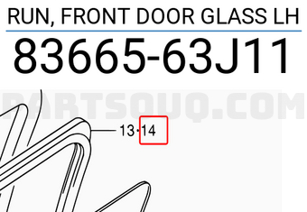 Suzuki 8366563J11 RUN, FRONT DOOR GLASS LH