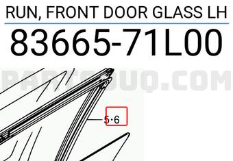 Suzuki 8366571L00 RUN, FRONT DOOR GLASS LH