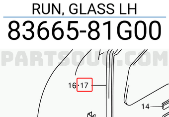 Suzuki 8366581G00 RUN, GLASS LH