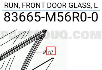 Suzuki 83665M56R00 RUN, FRONT DOOR GLASS, L