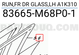 Suzuki 83665M68P01 RUN,FR DR GLASS,LH A1K310