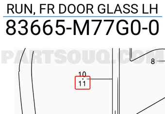 Suzuki 83665M77G00 RUN, FR DOOR GLASS LH