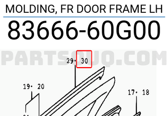 Suzuki 8366660G00 MOLDING, FR DOOR FRAME LH