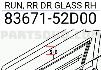 Suzuki 8367152D00 RUN, RR DR GLASS RH