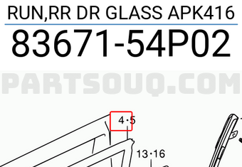 Suzuki 8367154P02 RUN,RR DR GLASS APK416
