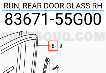 Suzuki 8367155G00 RUN, REAR DOOR GLASS RH