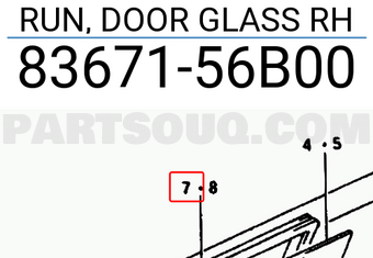Suzuki 8367156B00 RUN, DOOR GLASS RH