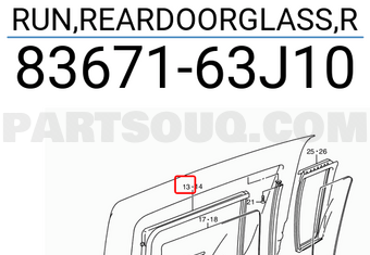 Suzuki 8367163J10 RUN,REARDOORGLASS,R