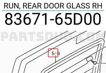 Suzuki 8367165D00 RUN, REAR DOOR GLASS RH