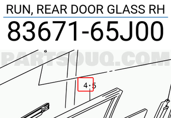 Suzuki 8367165J00 RUN, REAR DOOR GLASS RH