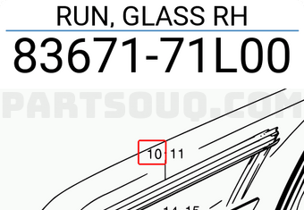 Suzuki 8367171L00 RUN, GLASS RH