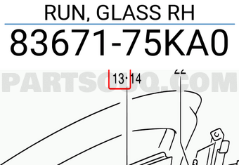 Suzuki 8367175KA0 RUN, GLASS RH