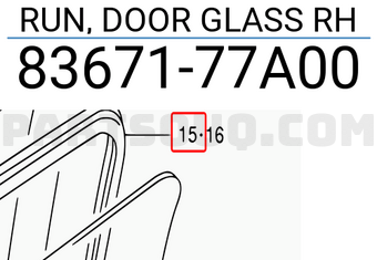 Suzuki 8367177A00 RUN, DOOR GLASS RH