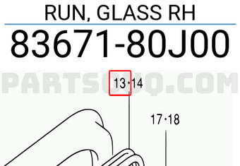 Suzuki 8367180J00 RUN, GLASS RH