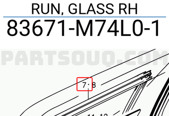 Suzuki 83671M74L01 RUN, GLASS RH