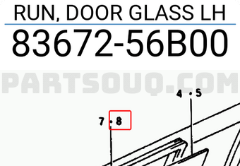 Suzuki 8367256B00 RUN, DOOR GLASS LH