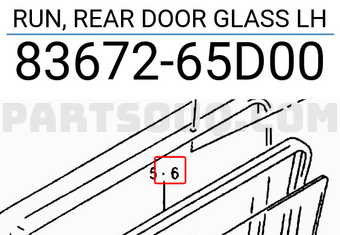 Suzuki 8367265D00 RUN, REAR DOOR GLASS LH