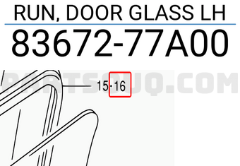 Suzuki 8367277A00 RUN, DOOR GLASS LH